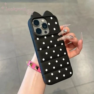 Insจุดที่มีสีสันน่ารักหูแมวนุ่มเคสโทรศัพท์สําหรับiPhone 17 16 15 14 13 12 11 Pro Max 16 15 14 Plus