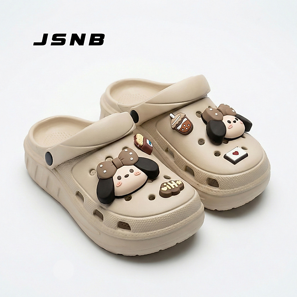 JSNB รองเท้าแตะผู้หญิง รองเท้าหัวโต Clogs น้องหมาหูยาว ติด Jibbitz สุดคิ้วท์ รองเท้าแฟชั่นผู้หญิง สไตล์เกาหลี [H827]
