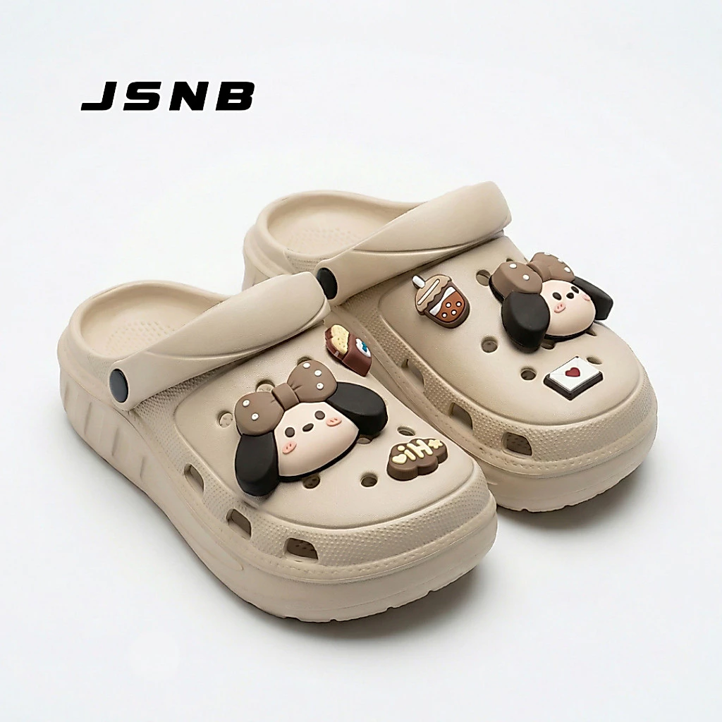 JSNB รองเท้าแตะผู้หญิง รองเท้าหัวโต Clogs น้องหมาหูยาว ติด Jibbitz สุดคิ้วท์ รองเท้าแฟชั่นผู้หญิง สไตล์เกาหลี [H827]