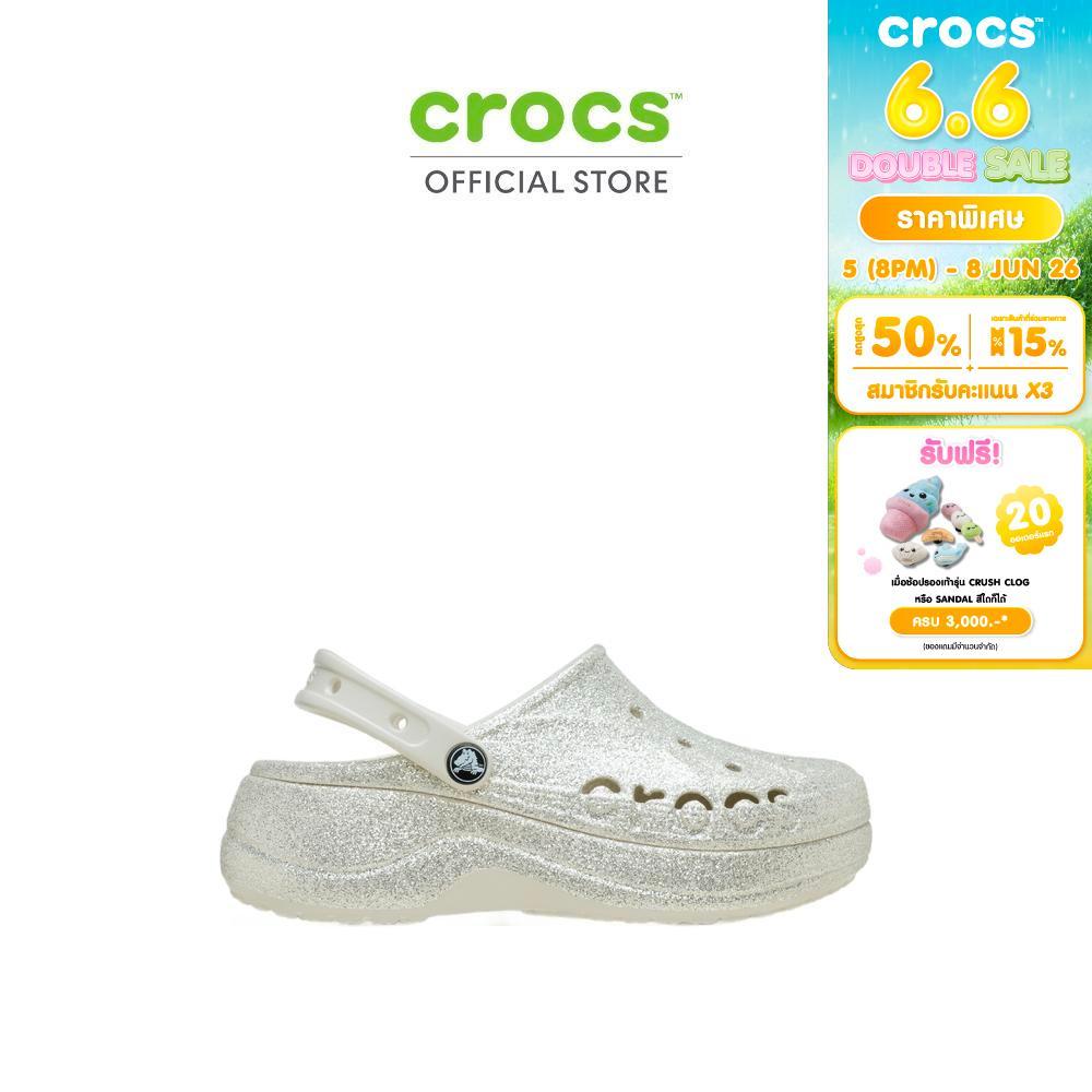 CROCS รองเท้าลำลองผู้หญิง BAYA PLATFORM GLITTER CLOG รุ่น 208459-160 - STUCCO