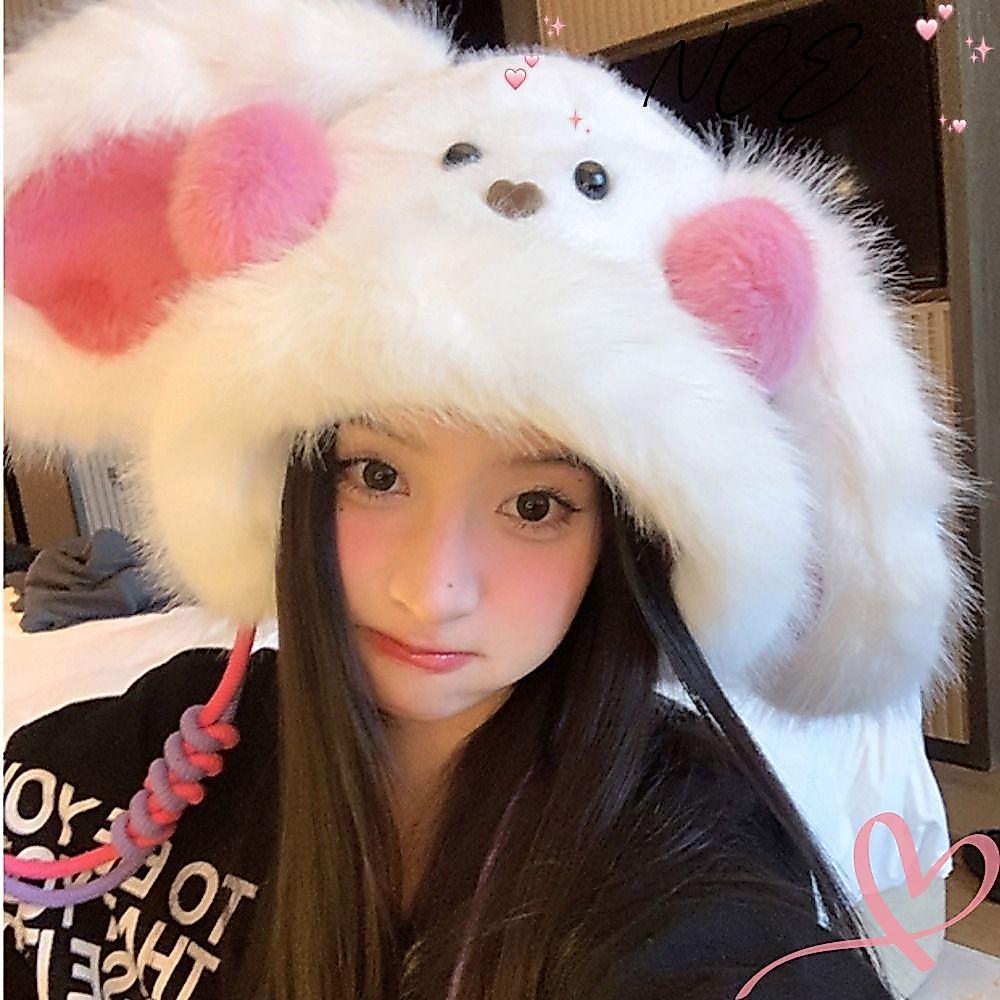 NCE หมวกหูหมี, กันลมป้องกันหูหมวกฤดูหนาว,น่ารัก Warm Thicken Chrismas ของขวัญคออุ่นแบบบูรณาการหมวกผ้