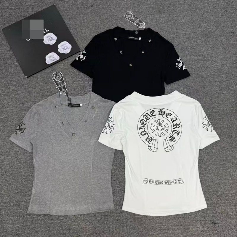 OSS4 Crm Hrt 2026 ฤดูร้อนสไตล์ใหม่ Cool Spice พิมพ์ Slim-fit เสื้อยืดแขนสั้น V คอ Slimmer ดู Bott