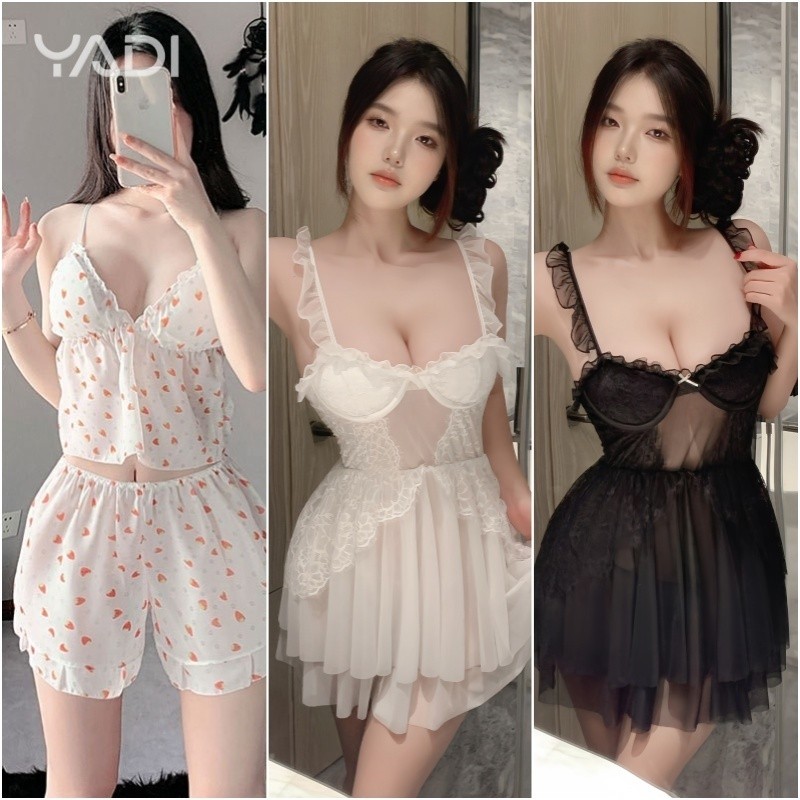🔥【YADI】พร้อมส่ง ชุดเซ็ต เซ็กซี่ บิกินี่ ชุดนอน สตอเบอรี่ happy sunday besty shop💋