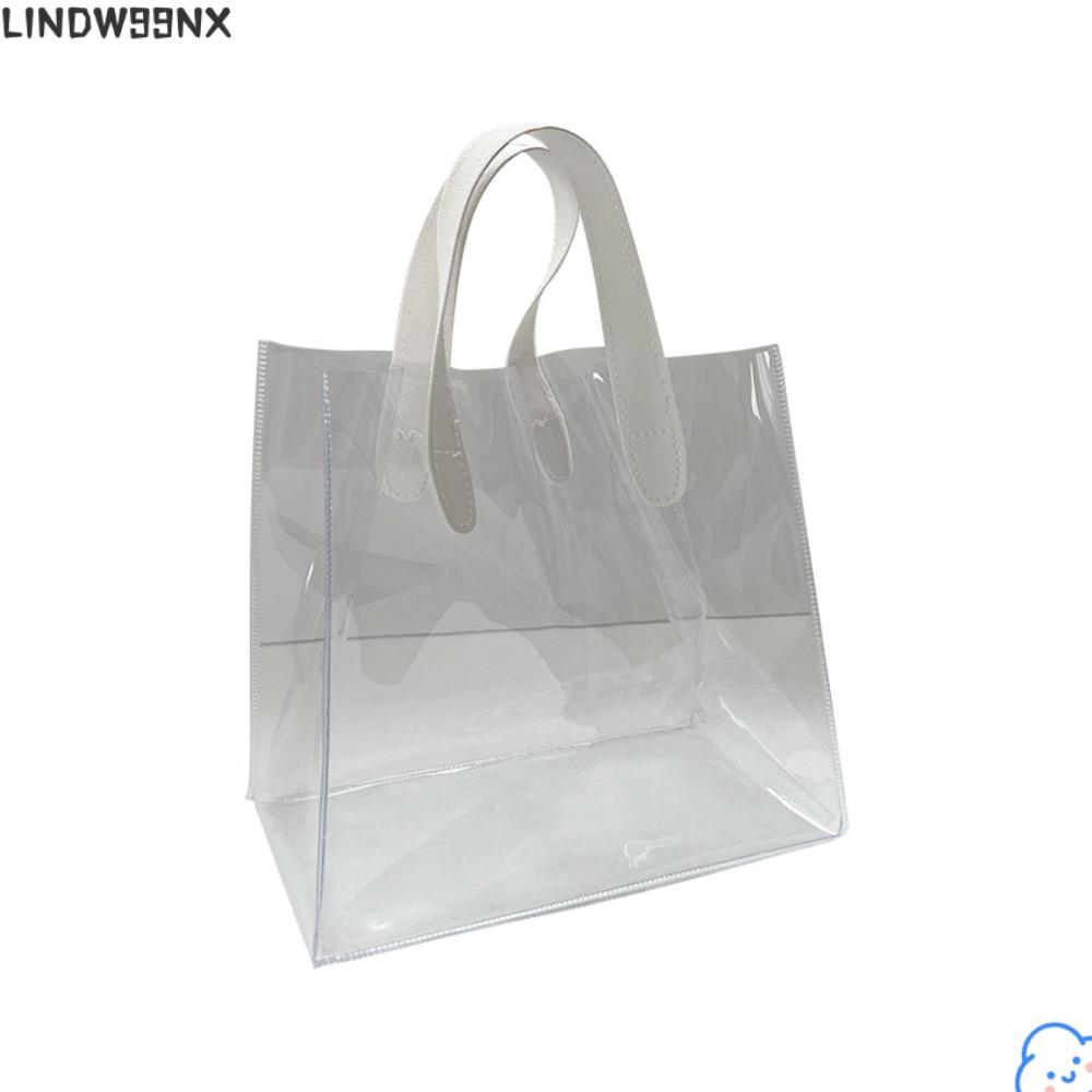 LINDW99NX Tote Bag, PVC Transparent Shopping Bags, Handle Hand Bag