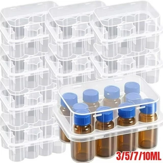 กล่องแบ่งใส - 3/5/7/10ml Flip-Top Vial Storage Box - Snap-on Microtube Storing Case - กล่องใส่ขวดทดสอบ