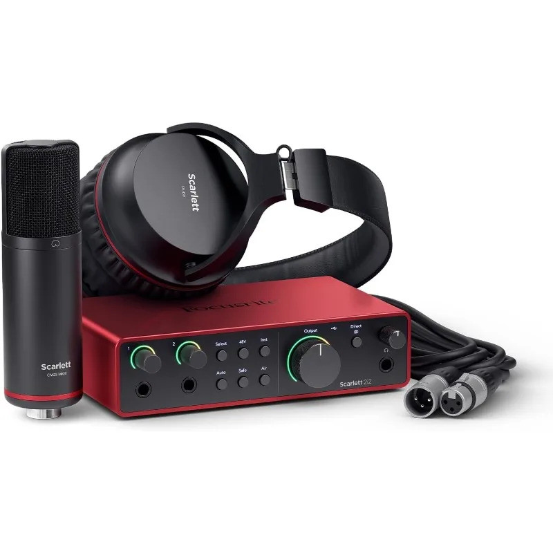 อุตสาหกรรม Professional 2i2 Studio 4th Gen USB Audio Interface Bundle สําหรับ Songwriter พร้อมไมโครโ
