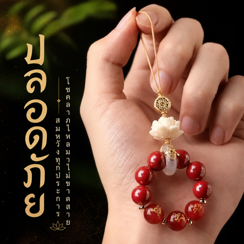 สร้อยคอ จี้ Cinnabar Pendant This Year 12 Zodiac Three-in-Six-in-Three Keychain Mobile Phone Chain Pendant