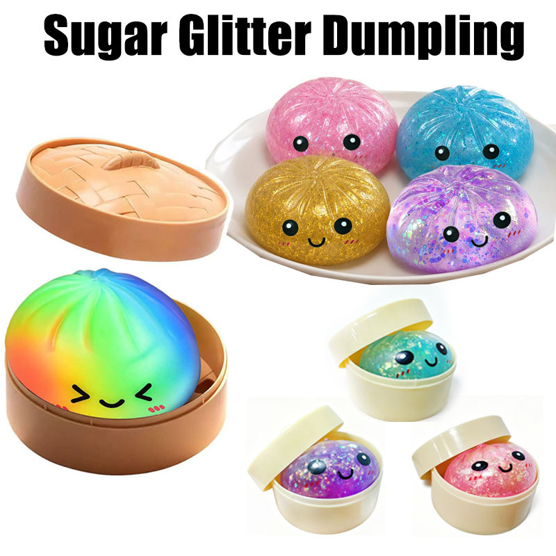 2026 Squishy Dumpling Glitter Squeeze ของเล่นช้า Rebound ความเครียดบรรเทา Fidget Malt Sugar Baokun Slime Decompression