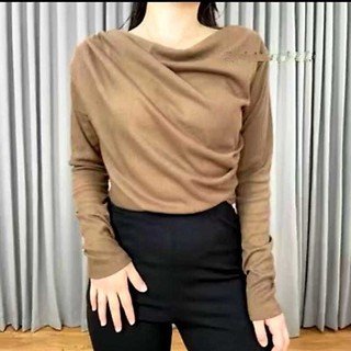 Atasan Blouse April Top Knit Rib - Baju Korean Style Kekinian - April Top Basic Long Sleeve - Fashion Modern 2025