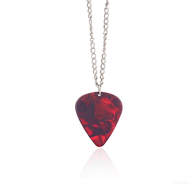Top Guitar Pick Necklace Heart Ruby Pendant Eddie Munson Necklace Strange Horror Things Guitar Pick 