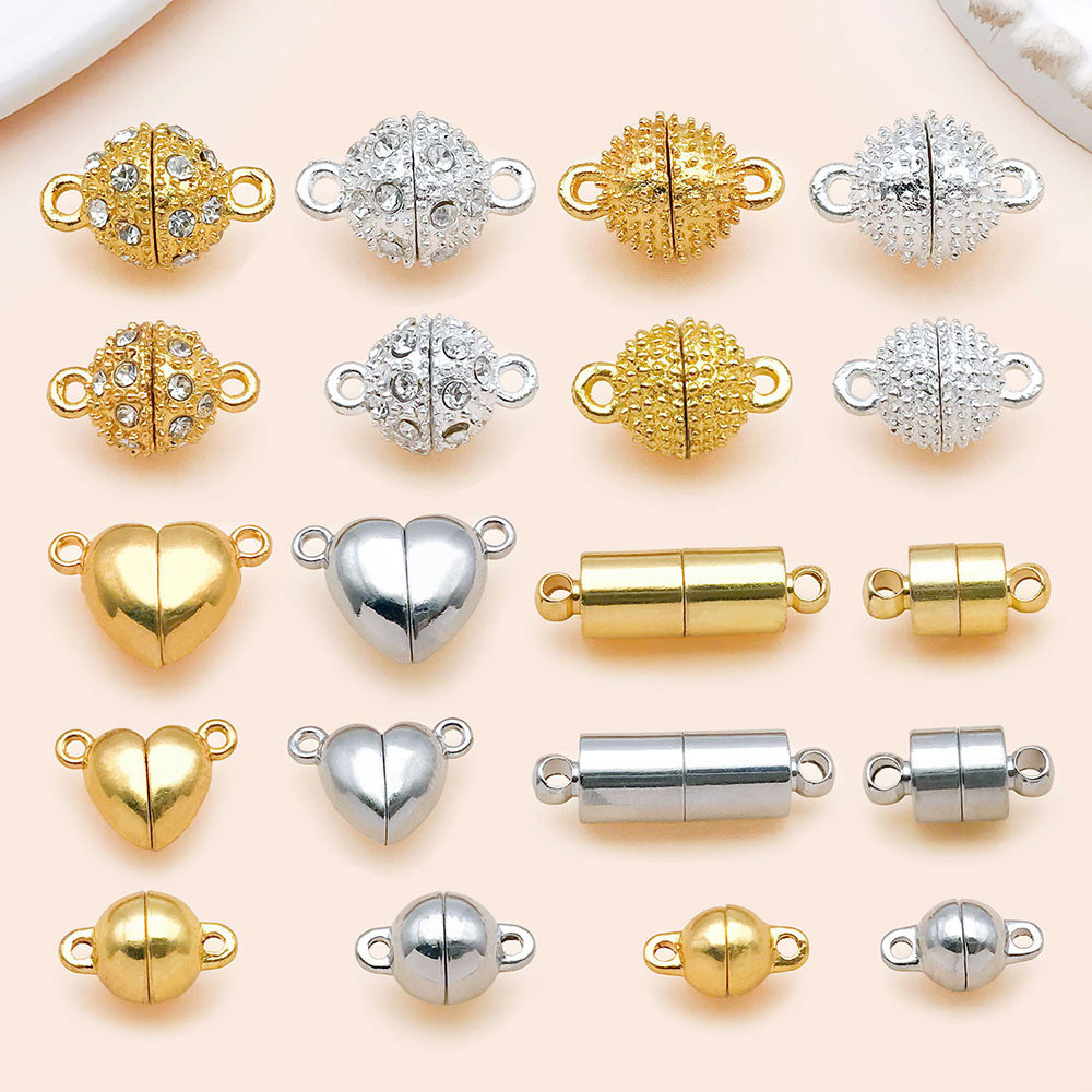 20 รูปแบบ Hearts/ทรงกลม/Cylindrical โลหะผสมแม่เหล็กหัวเข็มขัด DIY สร้อยข้อมือสร้อยคอ Ending การเชื่อมต่อหัวเข็มขัดเครื่องประดับอุปกรณ์เสริม HV0C