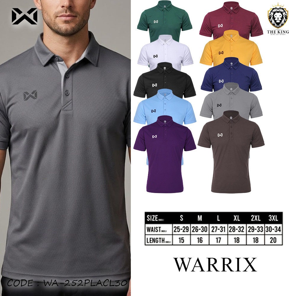 คุ้มกว่านี้ไม่มีแล้ว เสื้อโปโล รุ่น PIQUE เสื้อโปโลวอริกส์ WARRIX WA-212PLACL30 ไซส์ แท้100%