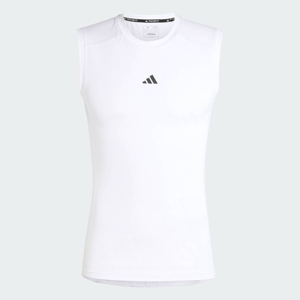 adidas Gym & Training เสื้อยืดเทรนนิงแขนกุดรัดกล้ามเนื้อเทคโนโลยี TECHFIT ผู้ชาย สีขาว JE6695