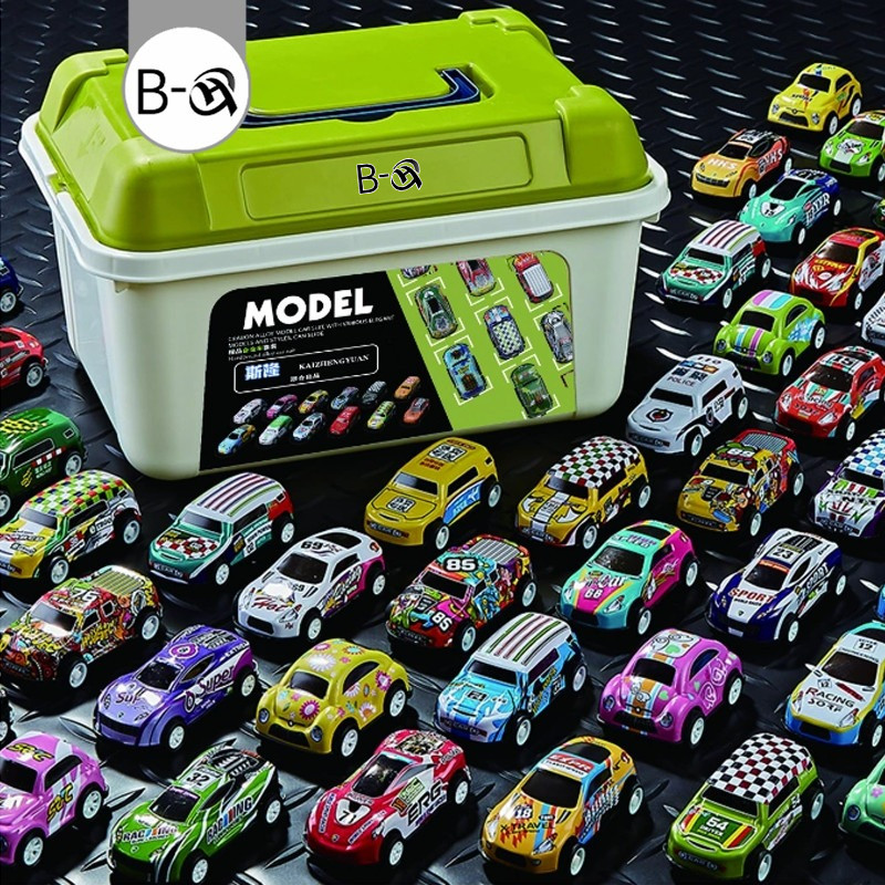 BHQ MINI รถของเล่น 20 คัน รถดึงกลับ Pull-back vehicle โลหะ พร้อมกล่องเก็บของ