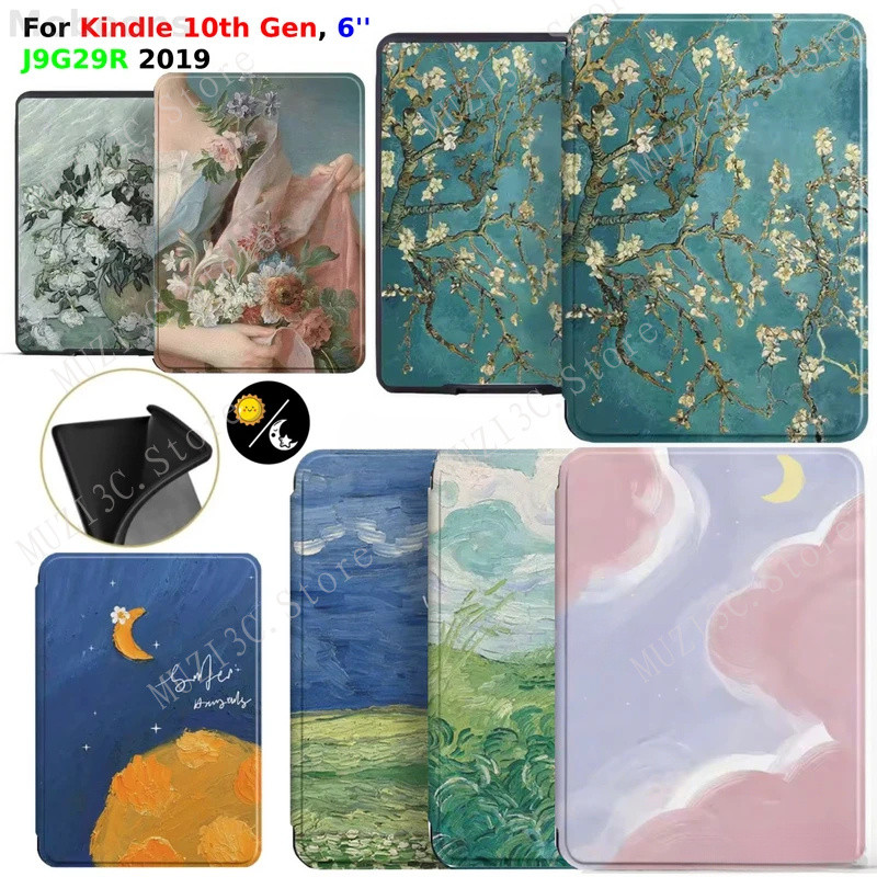 สําหรับ Kindle 10th Generation กรณี 6 J9G29R 2019 PU หนัง Wake/Sleep Soft TPU ป้องกัน Ebook Kindle อ