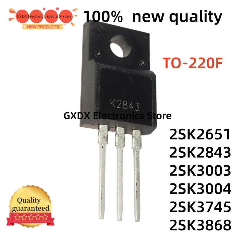 5PCS 2SK3868 2SK2651 2SK2843 2SK3003 2SK3004 2SK3745 K2651 K2843 K3003 K3004 TO220F MOS Field Effect
