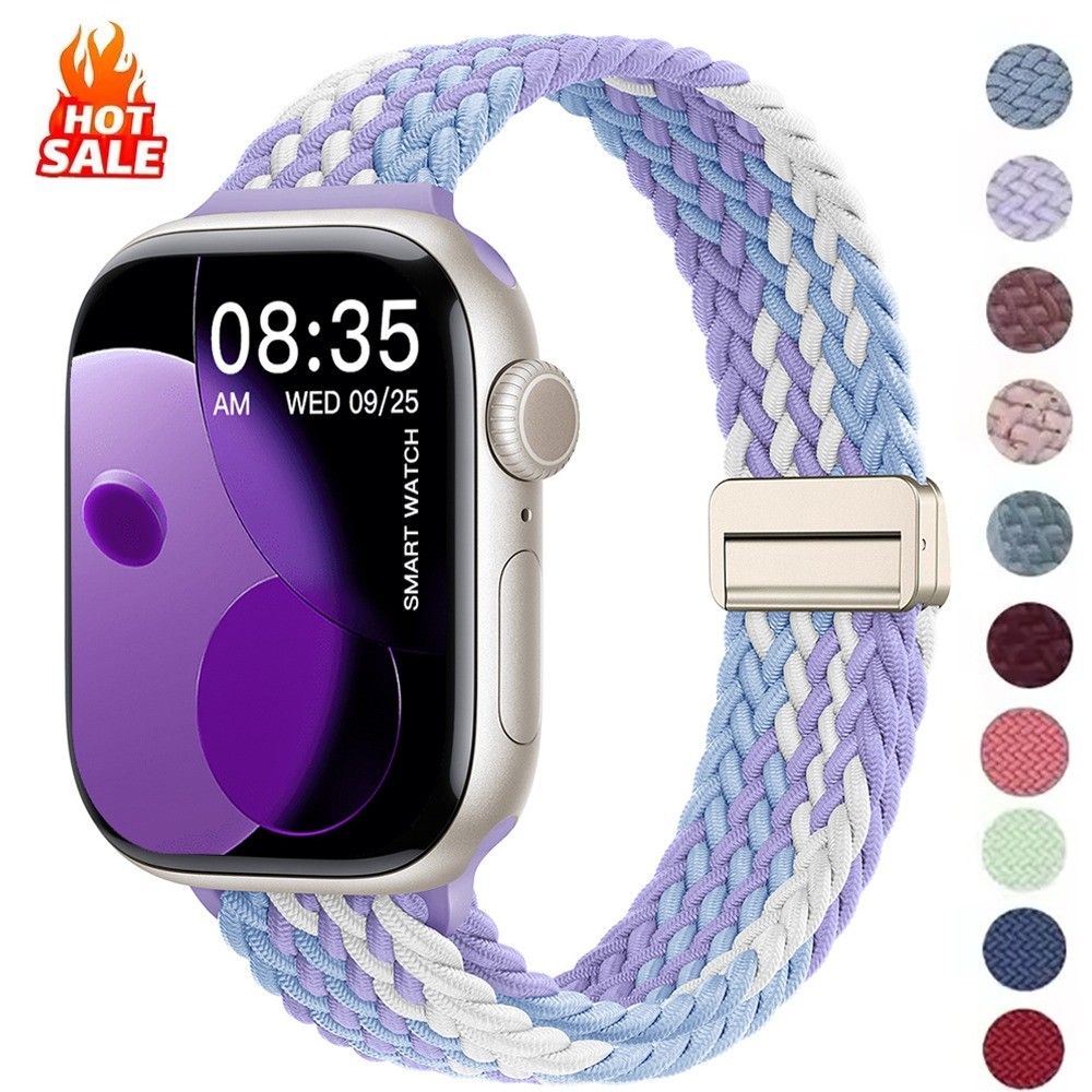 สายรัดไนลอนบางสําหรับ Apple Watch รุ่น 49/42/46/41/45/40/44/38/42 มม. Series 1-11 และ Ultra 3