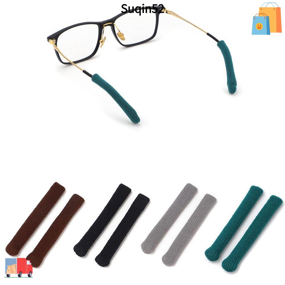 SUQIN52 1 คู่แว่นตา Temple Tip Ear Grip ทําจากขนสัตว์ถักแว่นตา Retainer, แว่นตาแบบใช้ซ้ําได้ชุด Anti-SLIP Retainers เบาะทํางาน Place