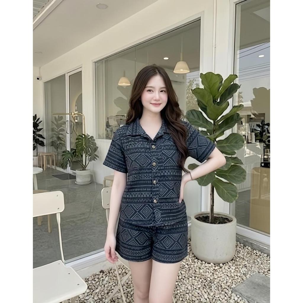 ชุดเซ็ตยีนส์2ชิ้น เสื้อเเขนยาว+กางเกงขายาวเอวสูง งานผ้าทอตัวเอ็มทั้งเซ็ต ใส่แล้วไม่เหมือนใคร-6060