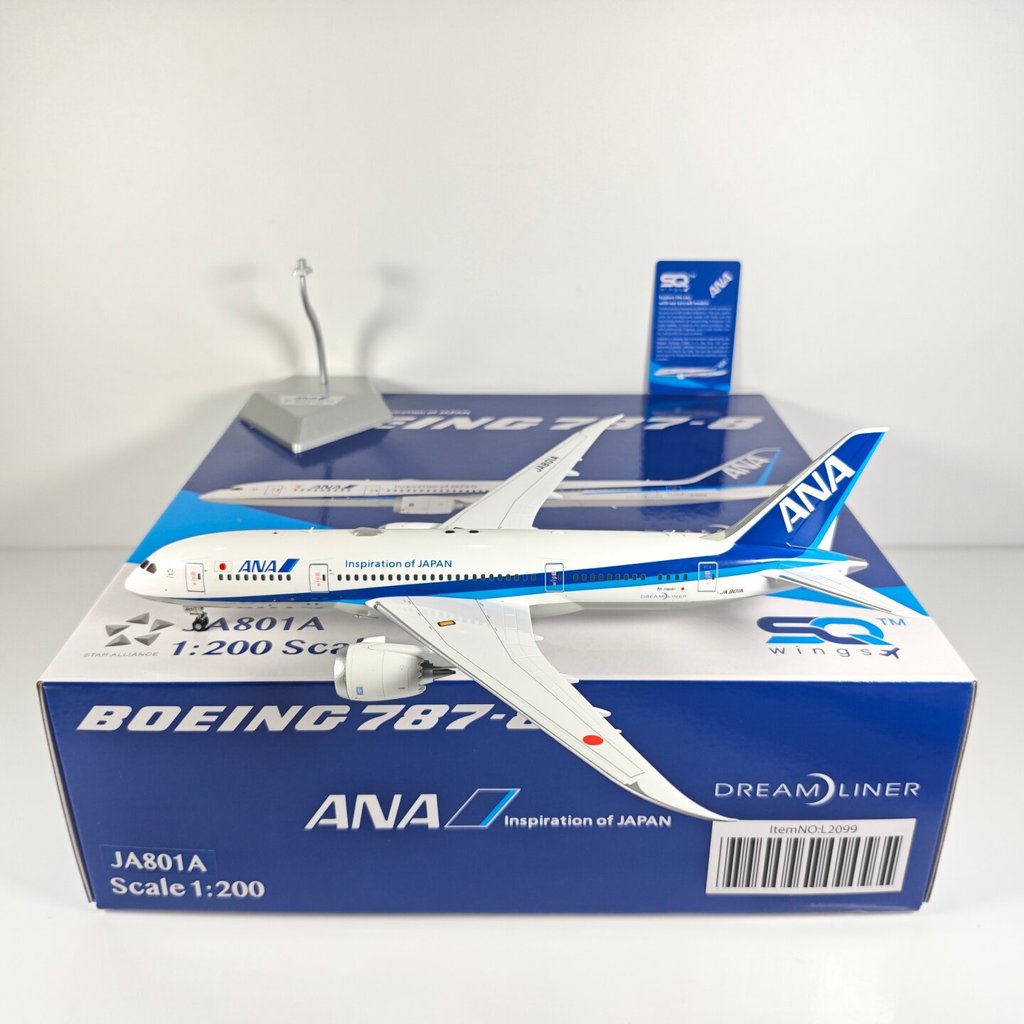 จัดส่งรวดเร็ว - SQ Wings L2099 L2100 1: 200 All Nippon Sky B787-8 JA801A JA802A โลหะผสม