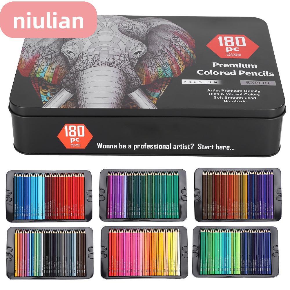 เหนียน ดินสอไม้ 180 สี ชุดระบายสีศิลปะ พร้อมกล่องเหล็ก แกนเขียนเรียบ เหมาะสําหรับงานอดิเรกและภาพวาด