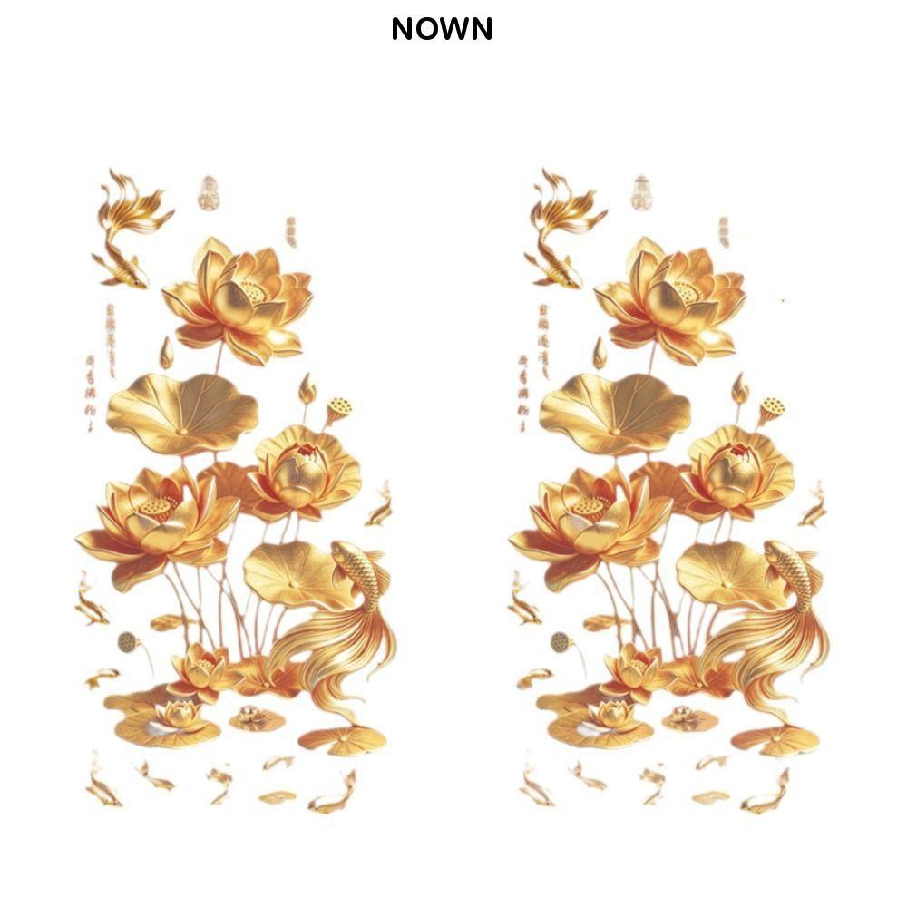 NOWN 2PCS สติ๊กเกอร์ตกแต่งยึดแบบคงที่พีวีซีดอกบัว: หน้าต่างปลอดกาว, ประตูบานเลื่อน, และสติ๊กเกอร์ติดกระจกสําหรับห้องครัว, ห้องนอน, และห้องน้