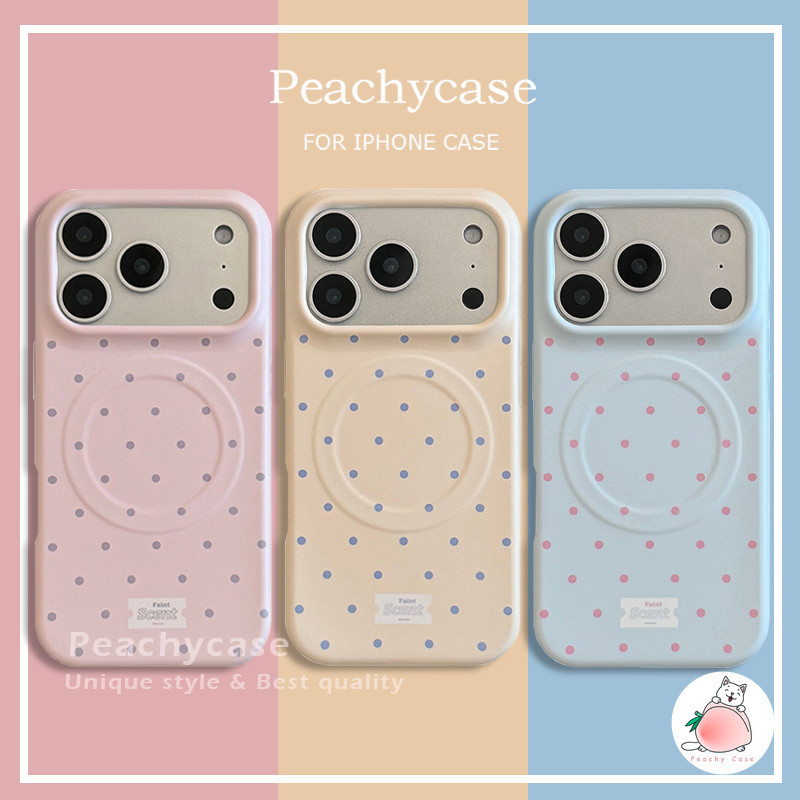 Simple Polka Dot ไร้สายชาร์จแม่เหล็กโทรศัพท์มือถือกรณีสําหรับ iPhone 17 16 15 14 Pro Max 13 ป้องกันการแตกร้าว TPU Frosted Soft ปลอกปกหลัง