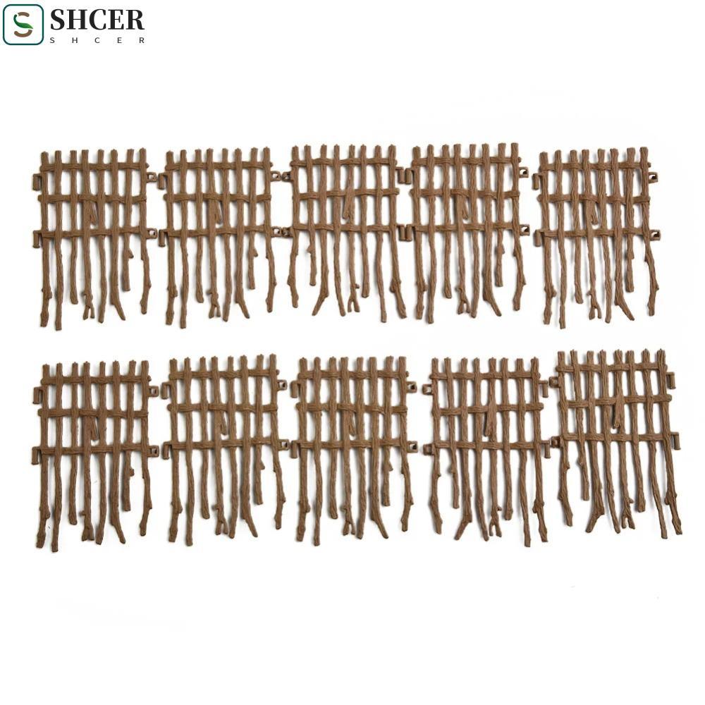 SHCER จําลองฟาร์ม Ranch รั้ว DIY อุปกรณ์รั้วฟาร์ม DIY รั้วจําลอง Ranch, มินิตกแต่งสวนรุ่นตกแต่ง Mini