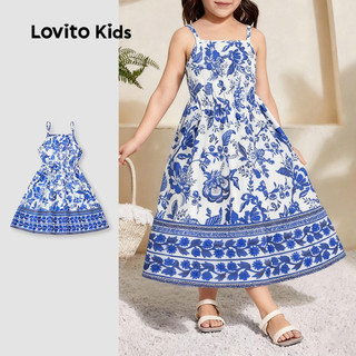 Lovito Kids Boho Girl Dress Good Texture Spring/summer Blue Dress L162LD200