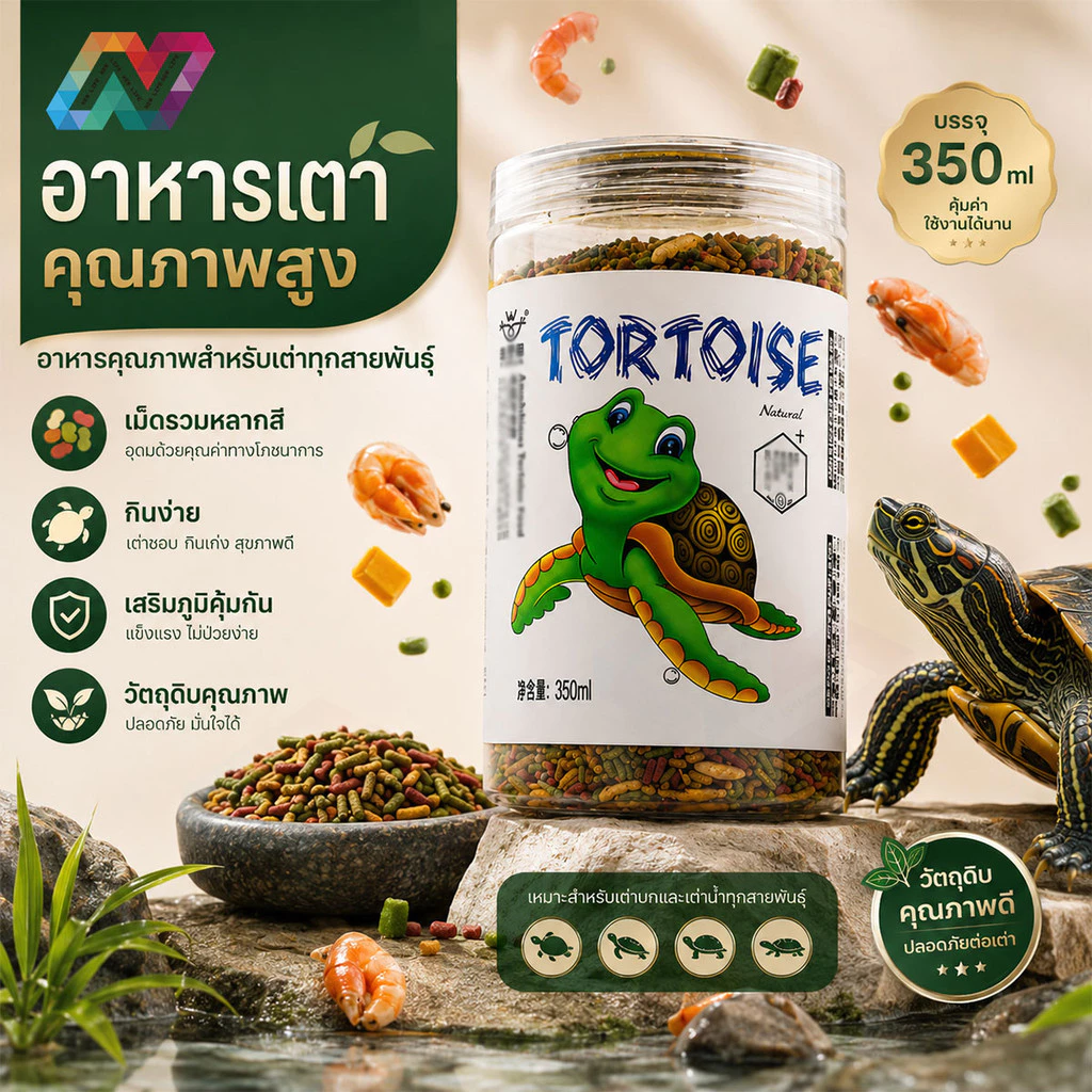 New Life อาหารเต่าคุณภาพสูง เม็ดลอยน้ำ โปรตีนแน่น ช่วยเพิ่มความอยากอาหาร