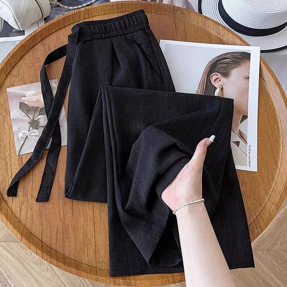 EERSHENSHI Idle สไตล์เอวสูงกางเกงขากว้างฤดูร้อน Breathable น้ําหนักเบากางเกงลําลอง