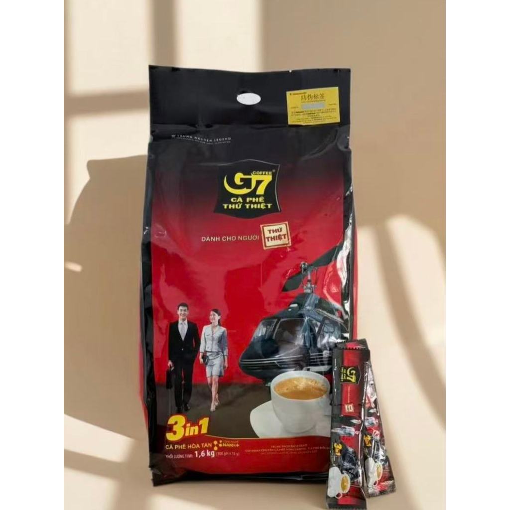เวียดนามนําเข้า G7 กาแฟ 1600g Central Plains g7 ผงกาแฟสําเร็จรูปสามในหนึ่งเดียวที่แข็งแกร่งเป็นพิเศษ
