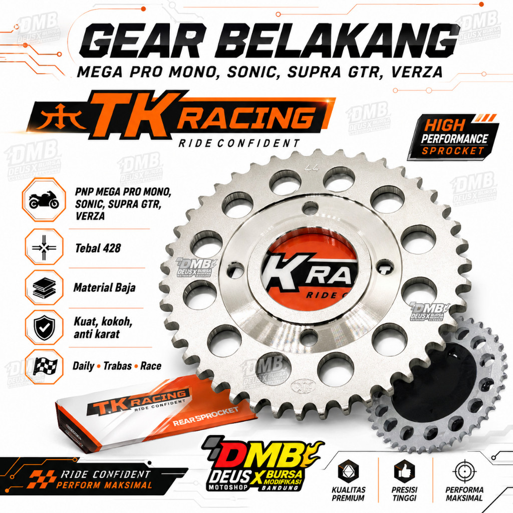 เกียร์หลัง TK Racing 428 Megapro CB CBR 150 Sonic เก่าใหม่ 42T 43T / Gear B Mega Pro CB150 CBR150 CB