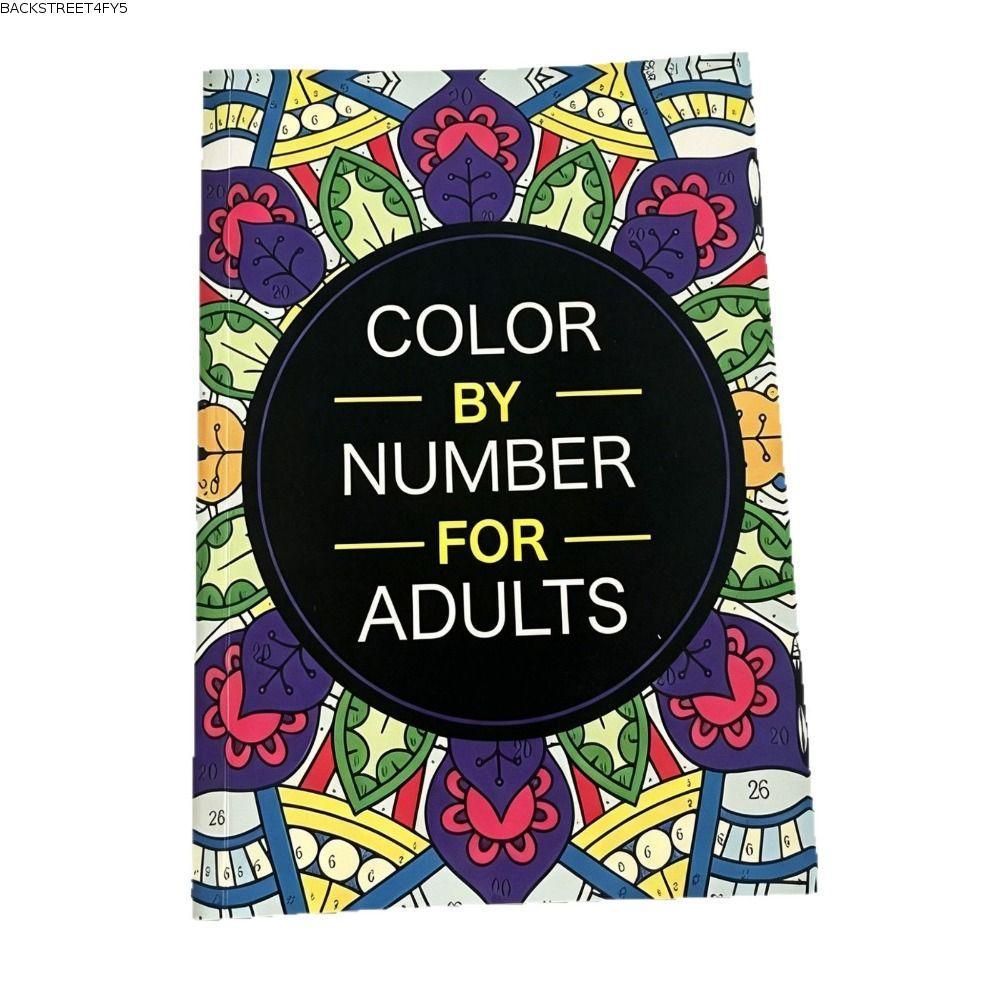 BACKSTAGEEET4FC3 Color By Number Book, Number Painting DIY Painting Artistic Coloring Book, Hand Dra