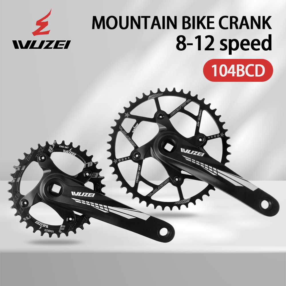 WUZEI AW5B8F จักรยานเสือภูเขา 104BCD Square Hole Crank 8/9/10/11/12S 170/175 32/34/38/42/48/50/52T Sprocket MTB จักรยาน Crankset