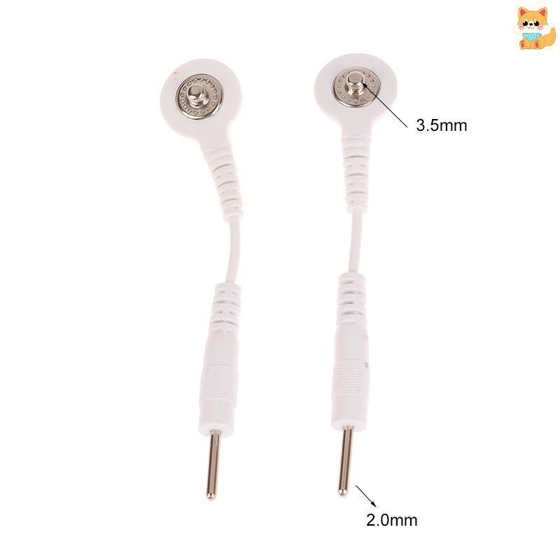 [VI] 2PCS ตะกั่วอิเล็กโทรดสายเชื่อมต่อปลั๊ก 2.0 มม.Snap 3.5 มม.ชายสายเชื่อมต่อใช้สําหรับ Tens/EMS เครื่องนวดอุปกรณ์ TH