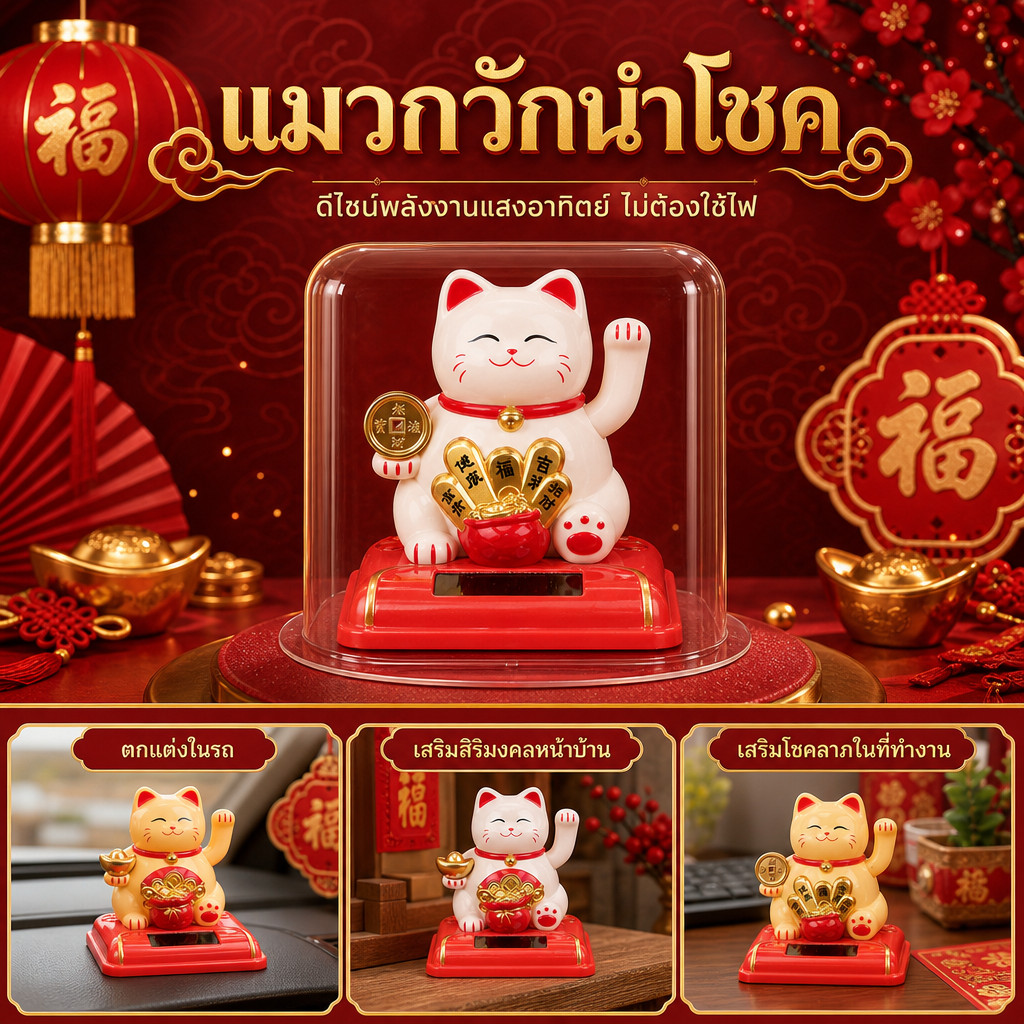แมวกวักนําโชค ใช้พลังงานแสงอาทิตย์ สไตล์ญี่ปุ่น สําหรับตกแต่งบ้าน เค้กวันเกิด ชิ้นส่วนรถยนต์ของขวัญของขวัญแมวนำโชคน่ารัก