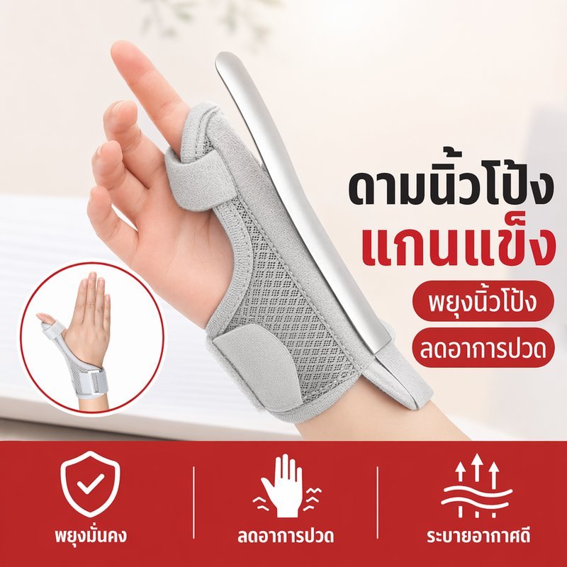 ดามนิ้วโป้ง พยุงข้อมือ เฝือกอ่อน นิ้วล็อค เอ็นอักเสบ ปวดข้อมือ thumb spica splint ใส่ได้สองข้าง