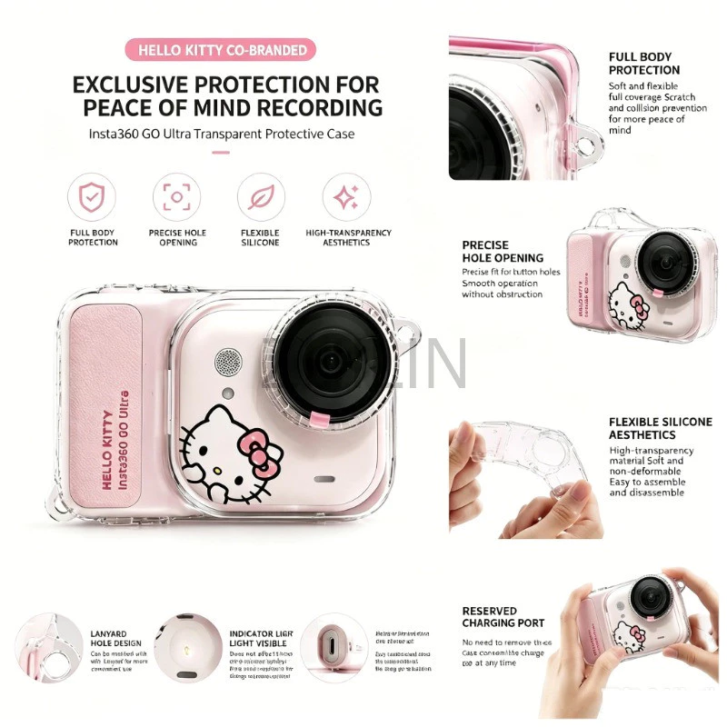 Shadowstone INSTA360 Go ultra เคสป้องกันกีฬายางนุ่มโปร่งใสเคสป้องกันเลนส์ฟิล์มนิรภัยกันกระแทกเคสแบรนด์ใหม่