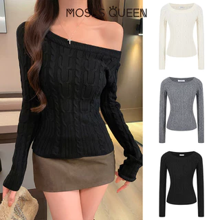 <MOSESQUEEN> เสื้อผ้าสตรี แบบเดี่ยว แขนยาว คอปก รูปตัววี ฤดูหนาว ย้อนยุค ไม่มีสาย กระชับ ดูแล้วน่าสนใจ #59808