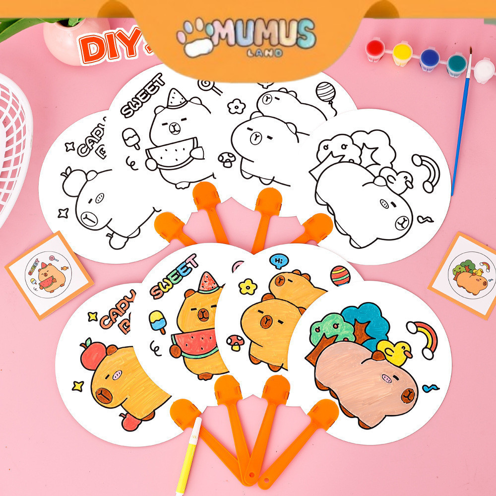 ML พัดลมมือระบายสี DIY, kapibara, คาปิบาระสี, งานฝีมือของโรงเรียน HL-SO007