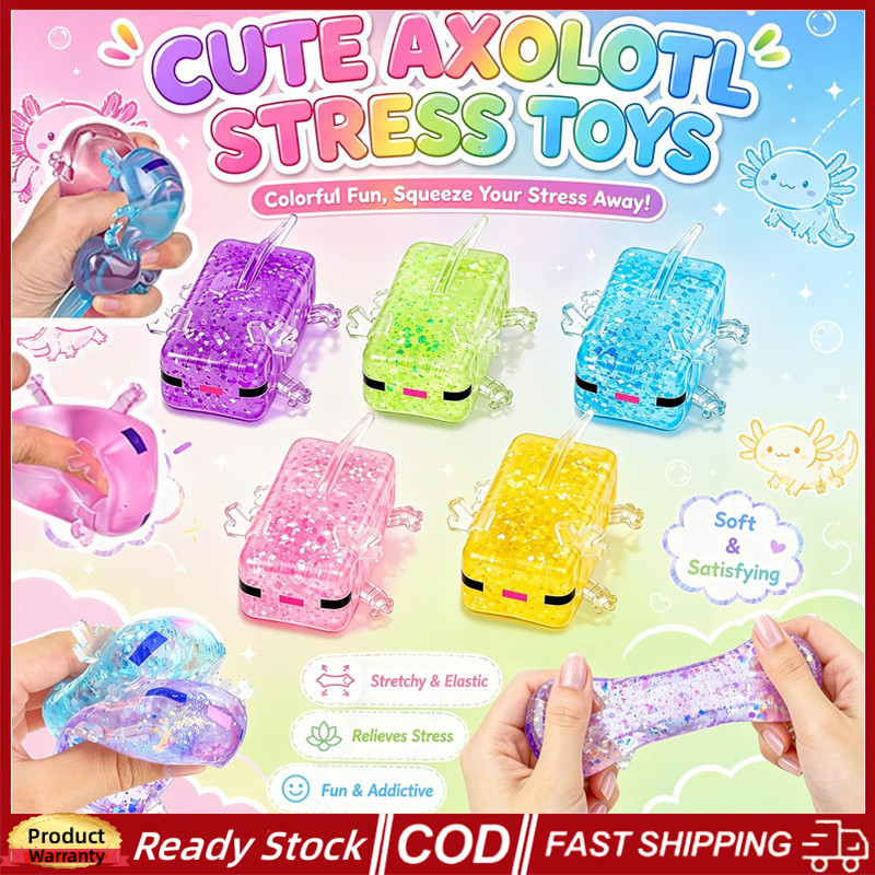 4pcs Glitter การ์ตูน Maltose salamander ความเครียดบรรเทาของเล่น Ball Axolotl Squishy ของเล่น Maltose ช้า rebound ผ่อนคลายบีบความเครียดของเล่น Decompression Handy ของเล่นของขวัญ