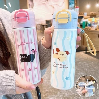 COD ถ้วยเก็บความร้อน 500ML 316 สแตนเลส รูปแบบการ์ตูน ดื่มคู่ ถ้วยน้ำสแตนเลส ถ้วยความร้อน