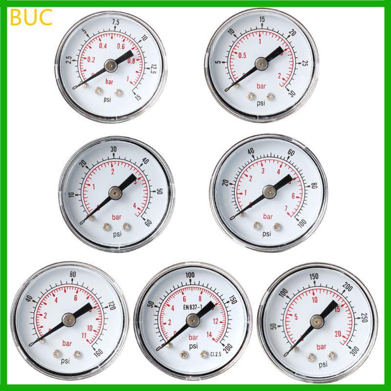 BUC เครื่องวัดความดัน 40 มม.1 8 BSPT ด้านหลังด้านหลัง 15-300 PSIand Bar 15 30 60 100 160 300 PSI Bar