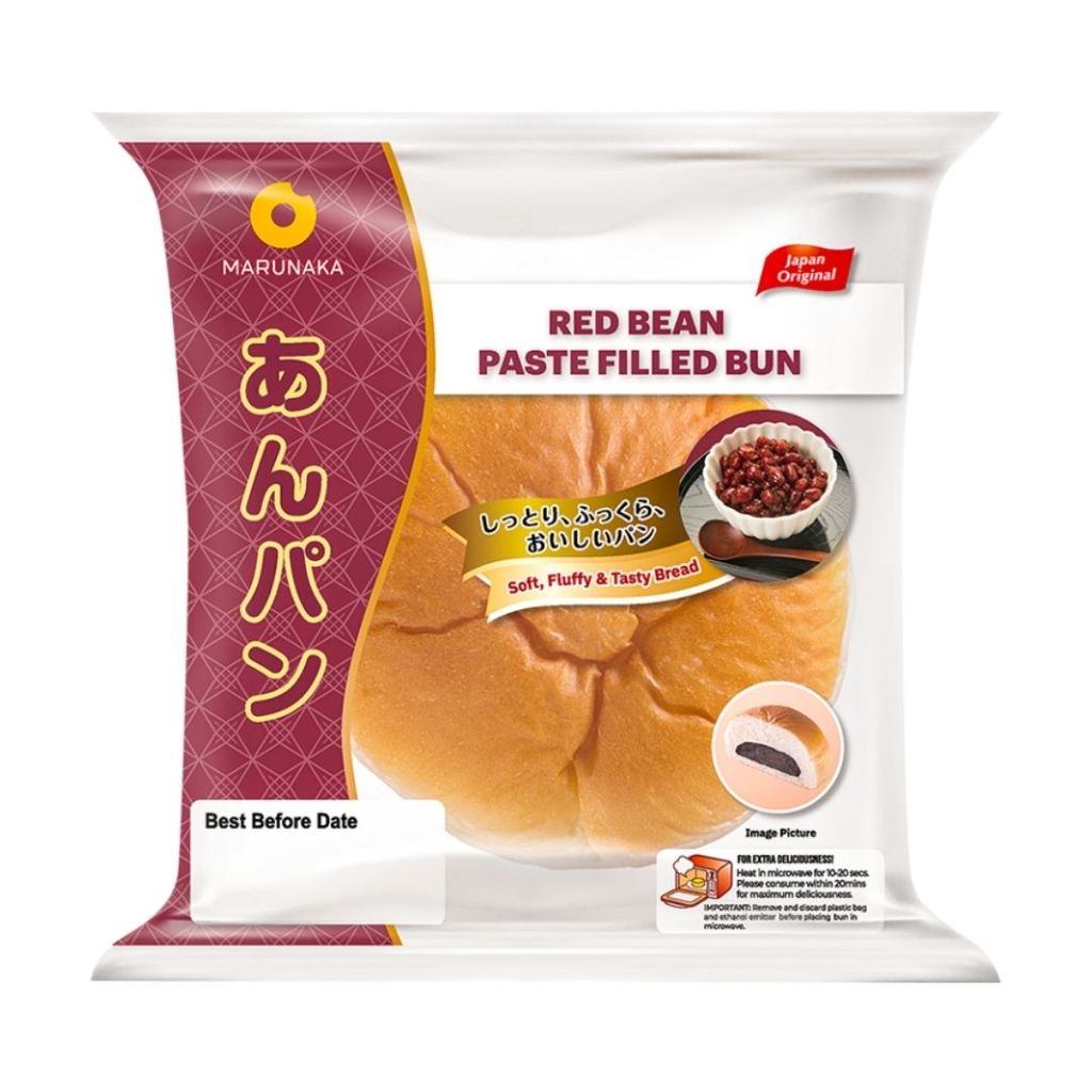 ดีพลัส ขนมปังไส้ถั่วแดง D-Plus Red Bean Paste Filled Bun 90g.