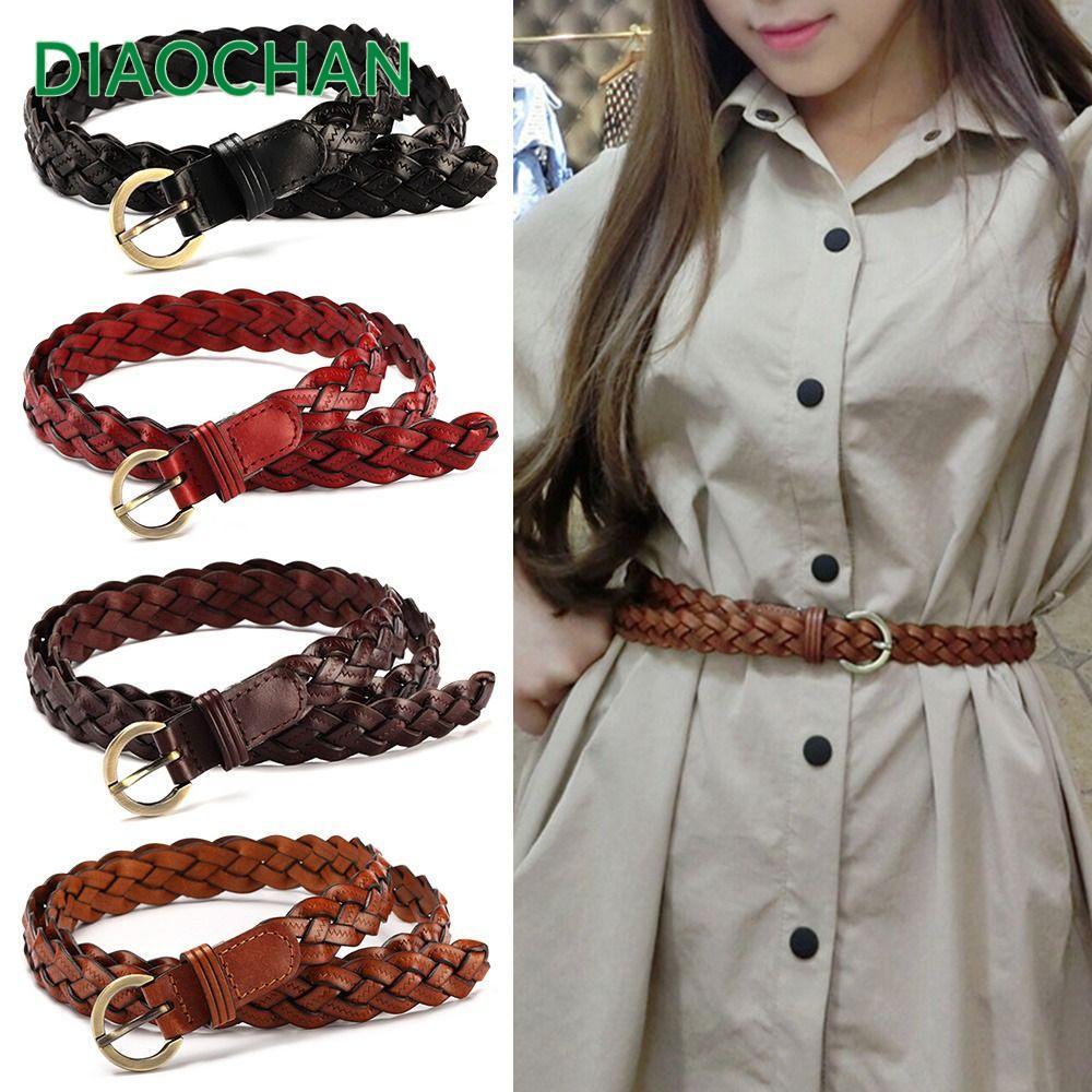 Diachath เข็มขัดหนังวัวถัก แฟชั่น ลําลอง แบบสาน คาดเอว