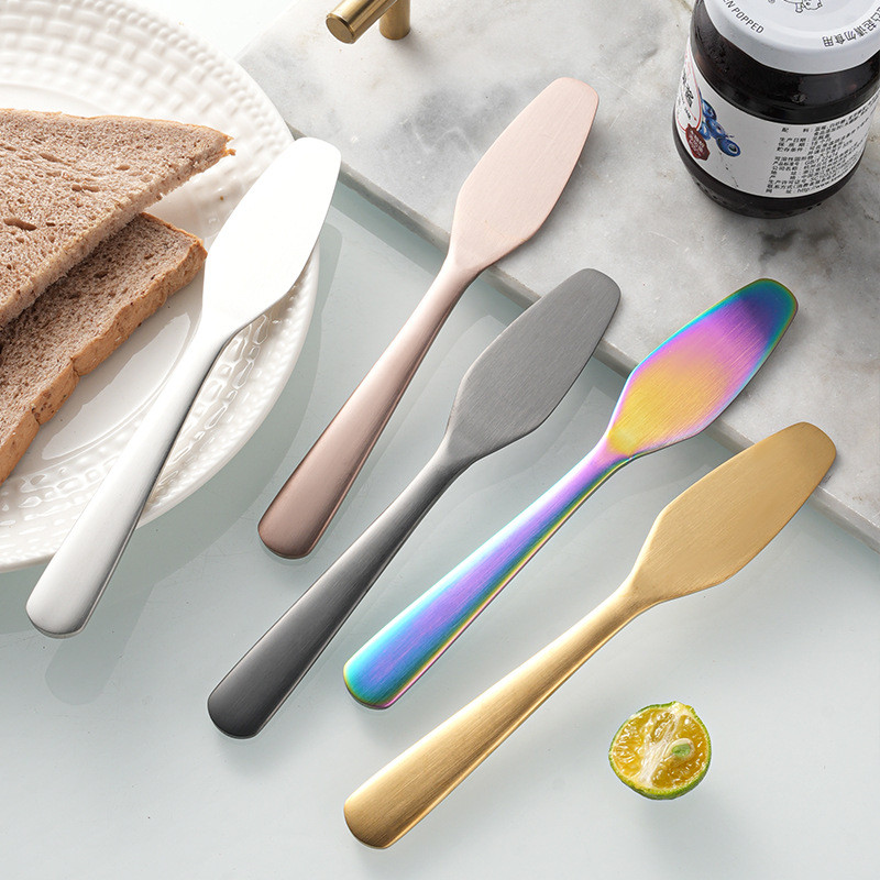 OUKEAI 304 สแตนเลสมีดเนยอาหารเช้าขนมปังชีสมีดเนยเค้กครีม Jam Spreader