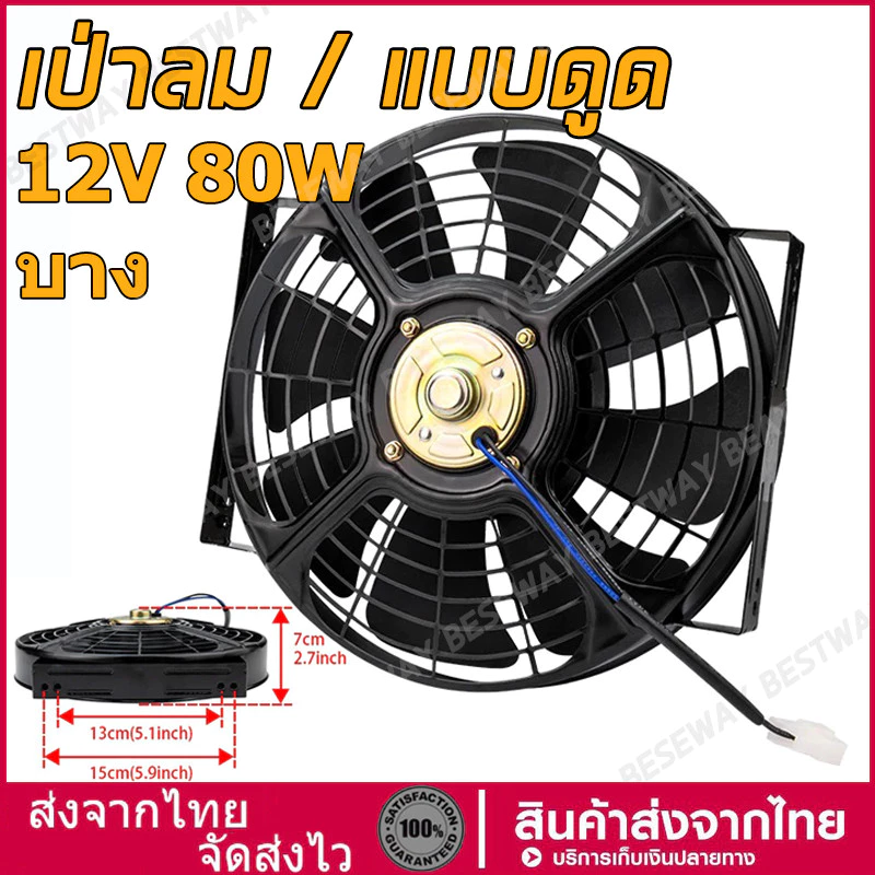 นำเข้า แบบเป่า พัดลม 10นิ้ว 8ใบ บาง 12V 80W พัดลม เป่าลม/แบบดูด ตะแกรงเหล็ก เป่า แผงคอล์ยร้อนแอร์ Cooling fan พัดลม อเน