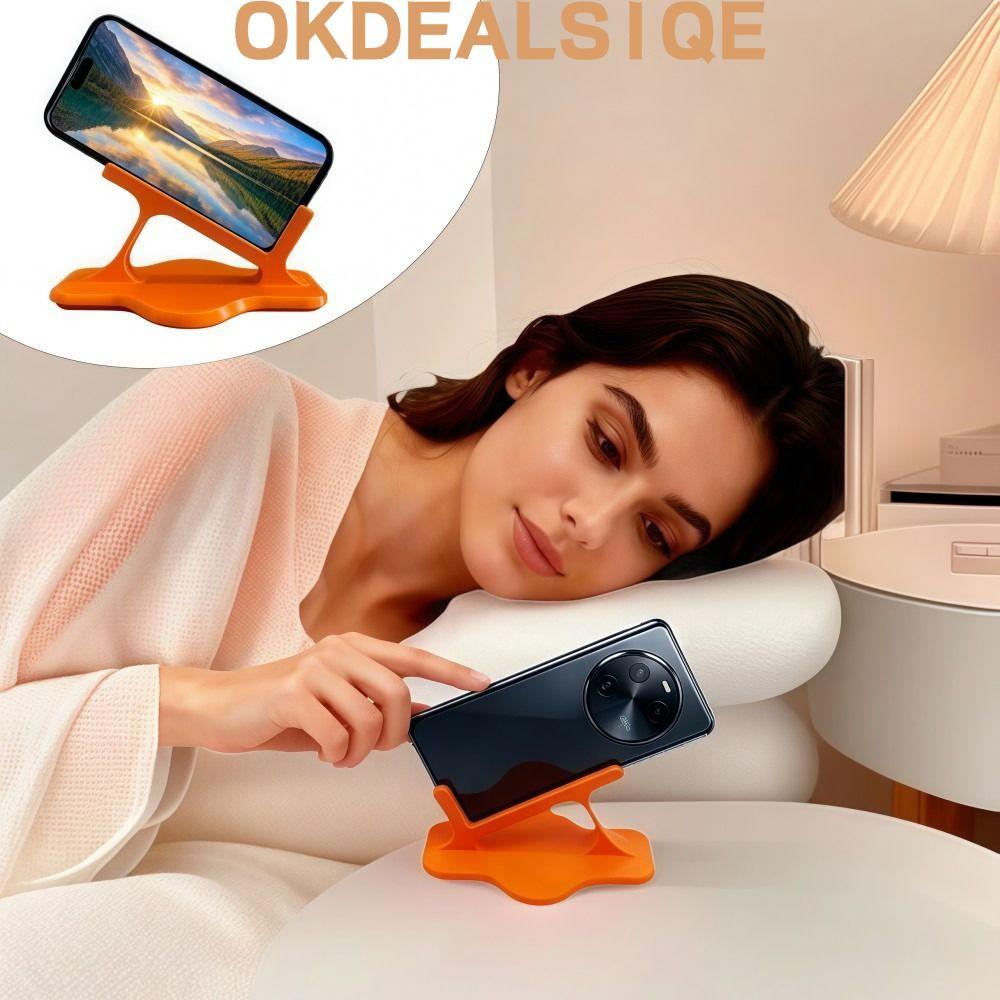 OKDEALS1QE ที่วางโทรศัพท์ด้านข้าง,ขาตั้งโทรศัพท์ขี้เกียจพลาสติกทนทาน,แบบพกพาที่ใช้งานได้จริงไม่มีแขนความดันพิมพ์ที่วางโทรศัพท์แนวนอนเตียงโซฟา