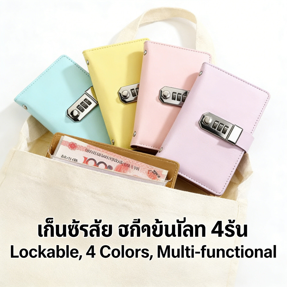 กระเป๋าสตางค์ล็อกรหัส มีให้เลือกถึง4สี ใส่เงินใส่เอกสารต่างๆ ใส่รหัสกระเป๋าเงิน